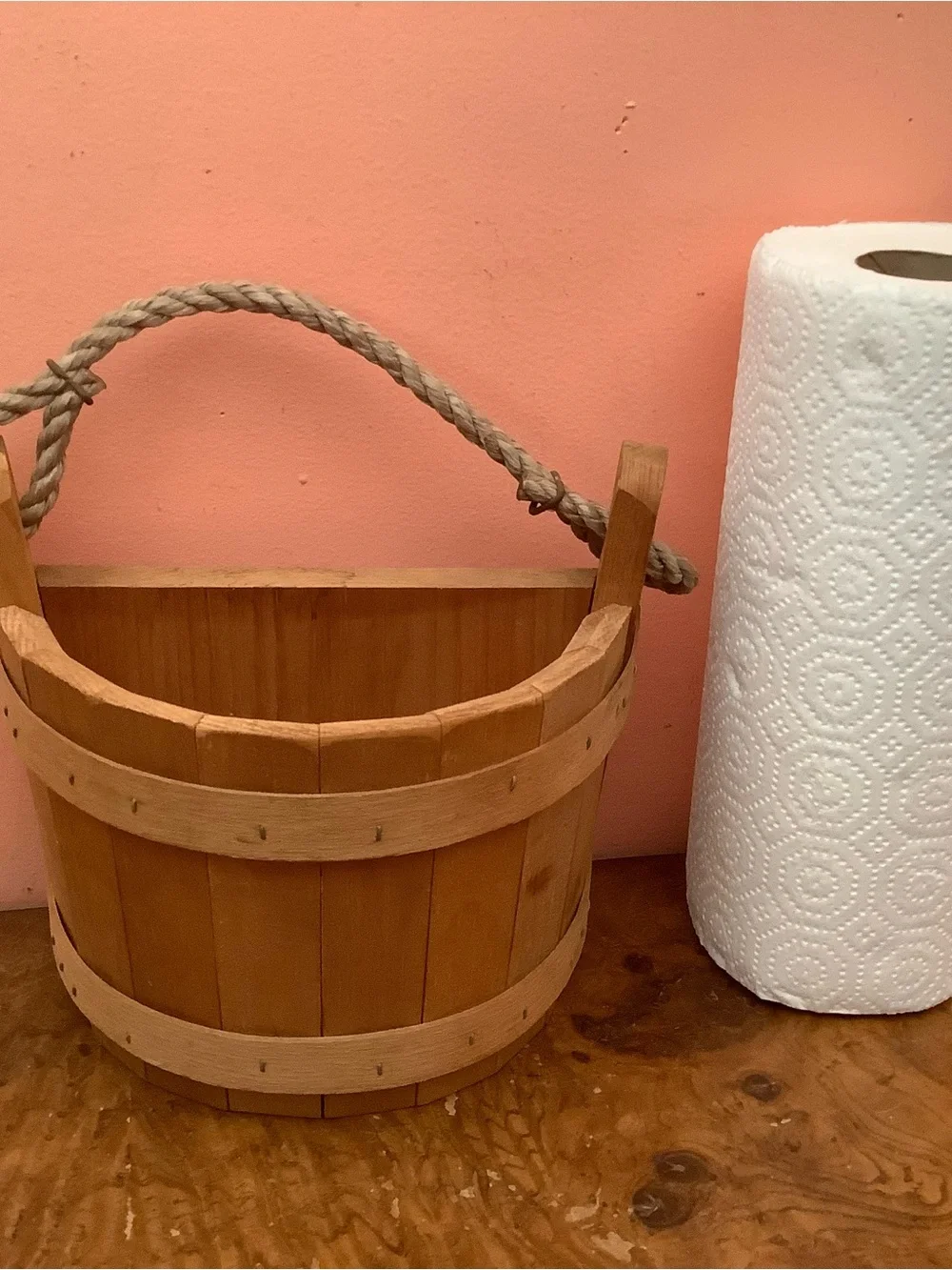 Wooden Half Bucket Basket Wall  Planter  9” X 9” X 6” By Maine Bucket Co